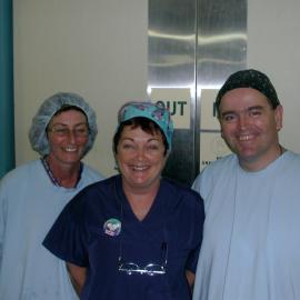Theatre Nurse Christine Fenech with Sue Smithers and Michael Marriott in Baringa Private Hospital Theatre, 2006
