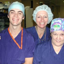 Theatre Wardsman Greg Fernance with Nurses Gayle Denning and Julie Sheedy in Baringa Private Hospital Theatre, 2006