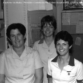 Pauline McNally with Christine Commerford and Elaine Boultwood at the old Coffs Harbour Hospital, 1985