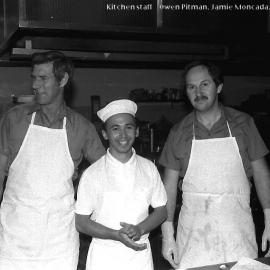 Owen Pitman with Jamie Moncada and Brian McNally at the old Coffs Harbour Hospital, 1985