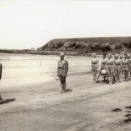 Horrie Riding training members of the proposed Woolgoolga Surf Club, c.1928