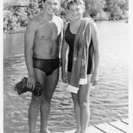 The Konrad twins at the Butter Factory pool, 28 February 1959