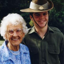 Ida Worland with grandson Ryan in his Cadet uniform on ANZAC Day 