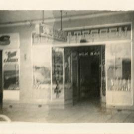 Jim Fogarty's milk bar and delicatessen at Jetty town, 1950s