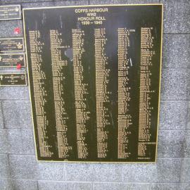 World War II Honour Roll at the Coffs Harbour Cenotaph, February 2012