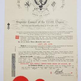 Freemason Certificate, 1960