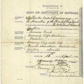 Certificate of Marriage, 1892