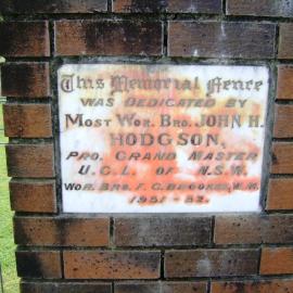 Memorial for Masonic Lodge Fitzroy, February 2012