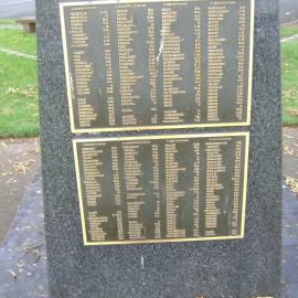 Memorial at the R.S.L. Park, February 2012