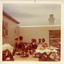 Station get-together in the Headkeeper's courtyard on South Solitary Island, early 1970s
