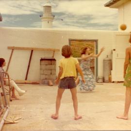 The Ross family in the Headkeeper's courtyard on South Solitary Island, early 1970s