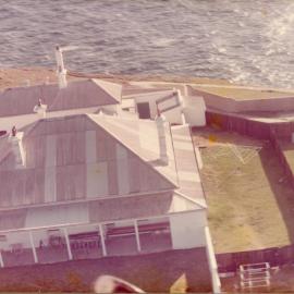 Helicopter view of the South Solitary Island's Headkeeper's cottage, mid 1970s