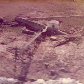 Helicopter view of the South Solitary Island's gantry, mid 1970s