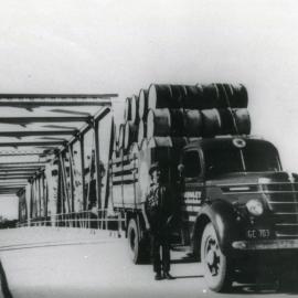 Harry Bailey's truck loaded with oil drums