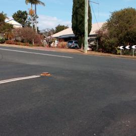 Silent policeman on the corner of Bailey Avenue and Joyce Street in Coffs Harbour, 18 October 2017