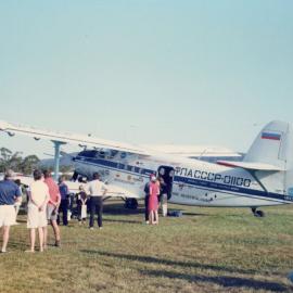 The public inspects Russian aircraft at the Coffs Harbour Aero Club, 1 January 1992