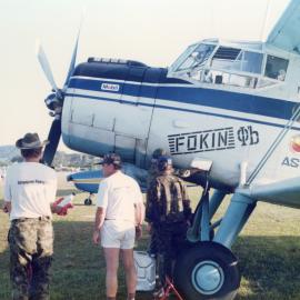 The public inspects Russian aircraft at the Coffs Harbour Aero Club, 1 January 1992