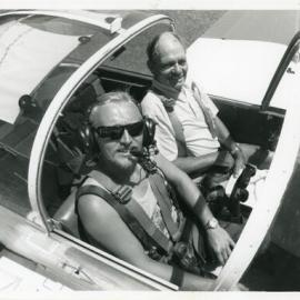 Russian pilot Alexander Markalov and Roy Riddel ready for flight, 1 January 1992