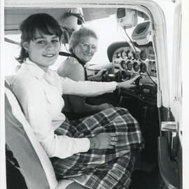 Aviators Gwen Myers and Julie Dillon at the Coffs Harbour Aero Club