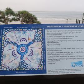 Artwork on signage, Arrawarra Headland