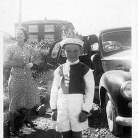 A Cow & Gate Billy Cart "jockey" contestant, 21 October 1950