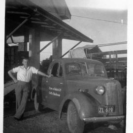 Jack Brown with a Cow & Gate factory truck, c.1950