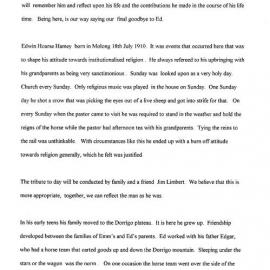 Eulogy to Edwin Horace Hamey, 7 July 1997