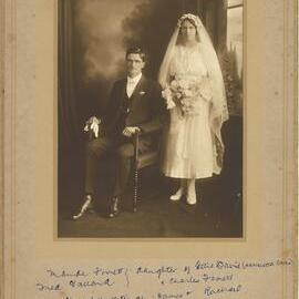 Wedding portrait of Fred Gallard and Maud Ferrett, 1920