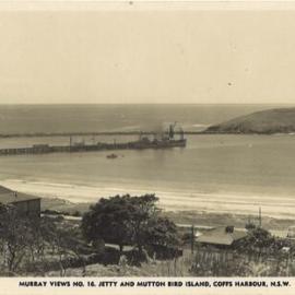 Picture postcard of the Jetty and Muttonbird Island, Coffs Harbour