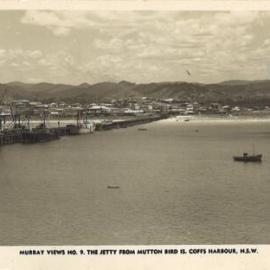 Picture postcard of the Jetty from Muttonbird Island, Coffs Harbour