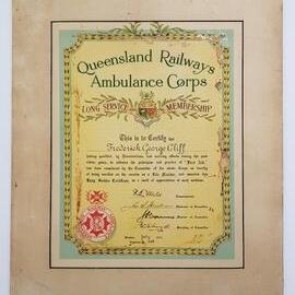 Queensland Railway Ambulance Long Service Certificate