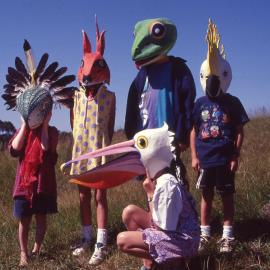 Children wearing masks