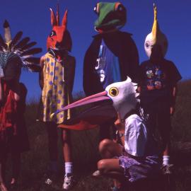 Children wearing masks
