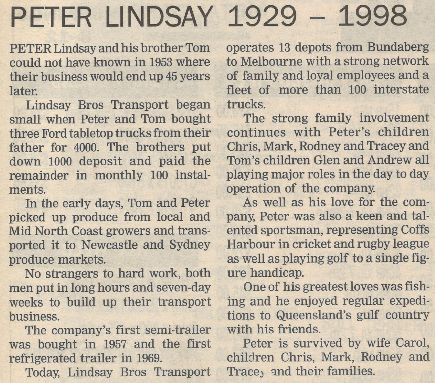 Coffs Harbour Advocate
14 March 1998, p.7