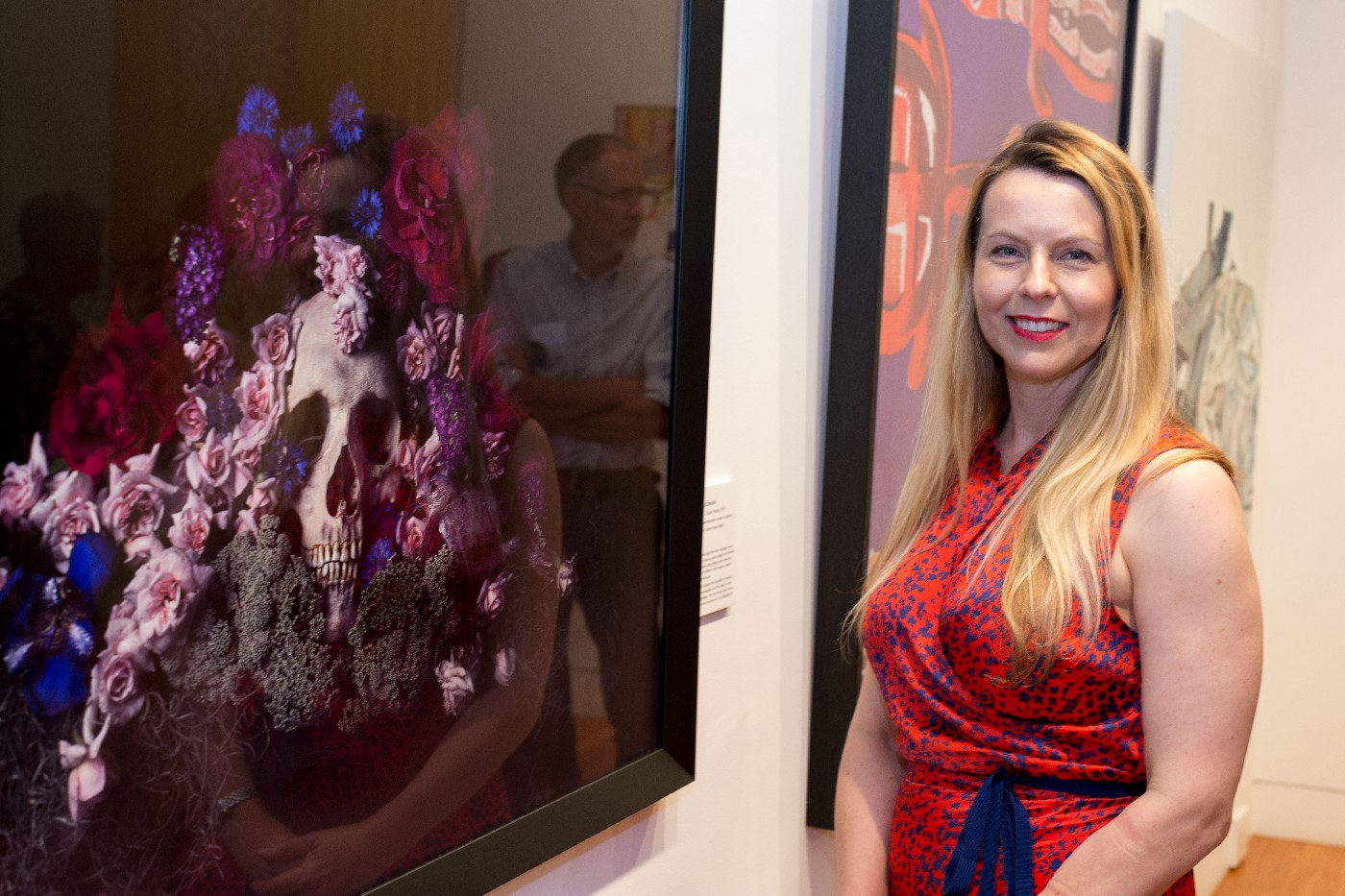 Kellie Leczinska with her work  "Mortgage - Death Pledge" at the opening of Still: National Still Life Award 2017.Kellie Leczinska with her work  "Mortgage - Death Pledge" at the opening of Still: National Still Life Award 2017.Kellie Leczinska with her work  "Mortgage - Death Pledge" at the opening of Still: National Still Life Award 2017.