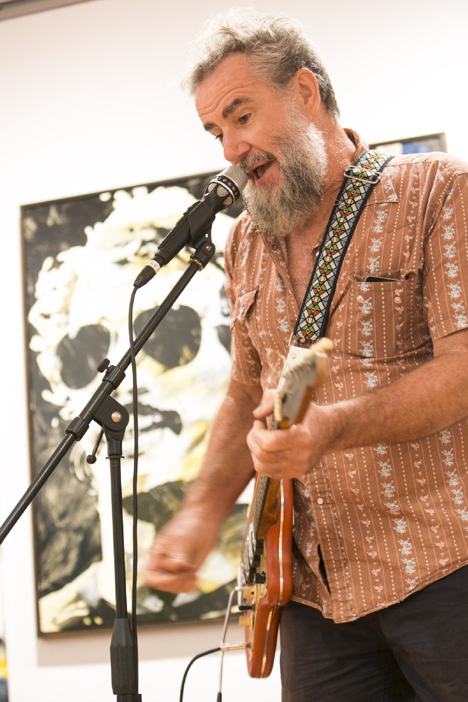 Robert Moore at the opening of the 'Ripped Off' exhibition, 2019. Photographed by Jamie Williams.