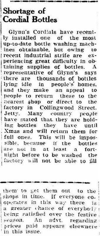 Shortage of Cordial Bottles, Coffs Harbour Advocate, 30 November 1948, p.8 http://nla.gov.au/nla.news-article185057378